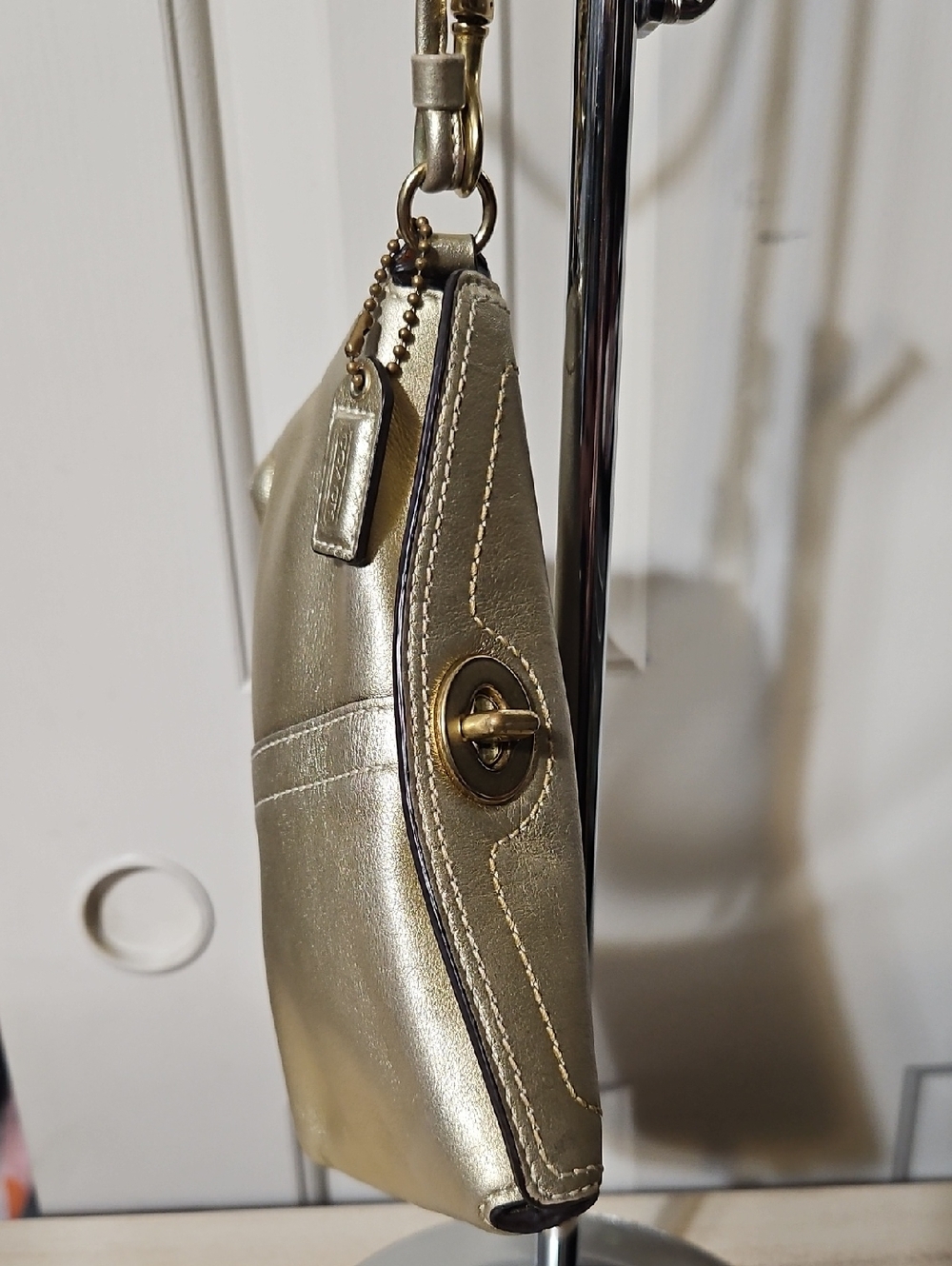 Coach NWOT Turnlock Metallic Gold  Wristlet